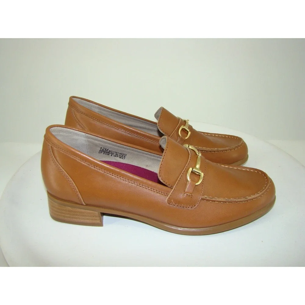 NEW MUNRO GRYFFIN WOMENS TAN LEATHER BIT LOAFERS SHOES SIZE 12M C122